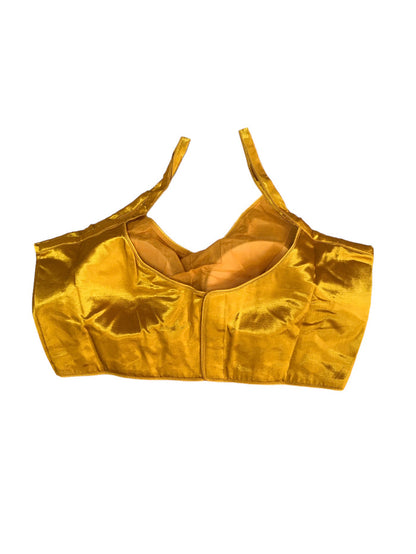 Mustard Yellow - Spaghetti Strap Gaji Silk Saree / Lehenga blouse - 38" Bust - UK 12 - Back Fasten - AF2402 A 0324