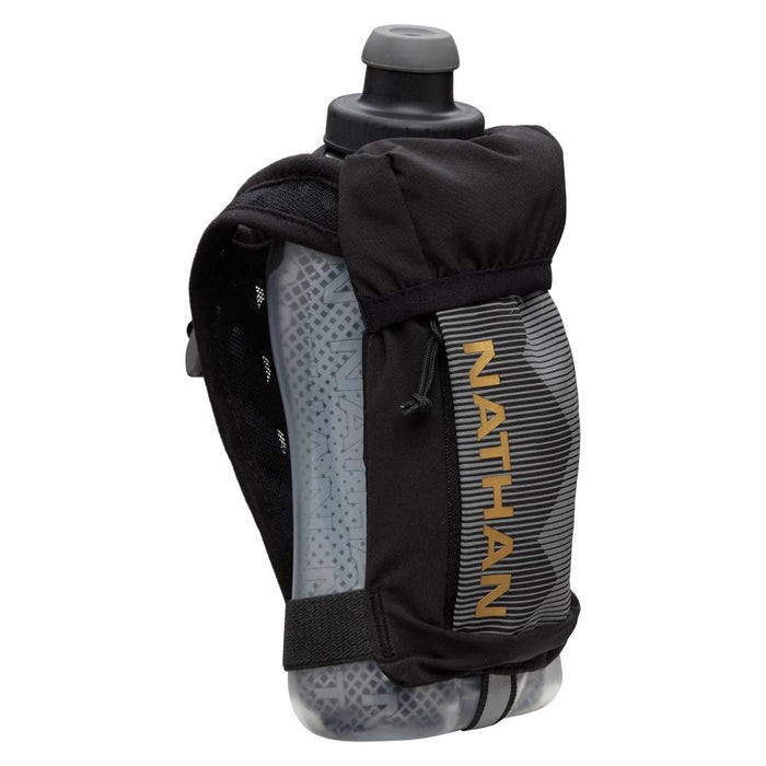 Nathan QuickSqueeze Plus Insulated Handheld Bottle 12oz Hydration Nathan Black/Gold-00108
