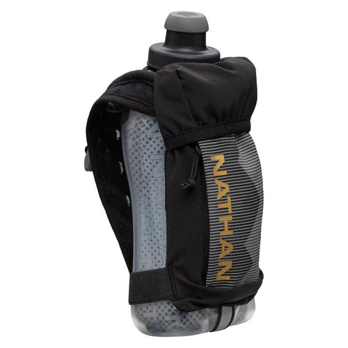Nathan QuickSqueeze Plus Insulated Handheld Bottle 12oz Hydration Nathan Black/Gold-00108