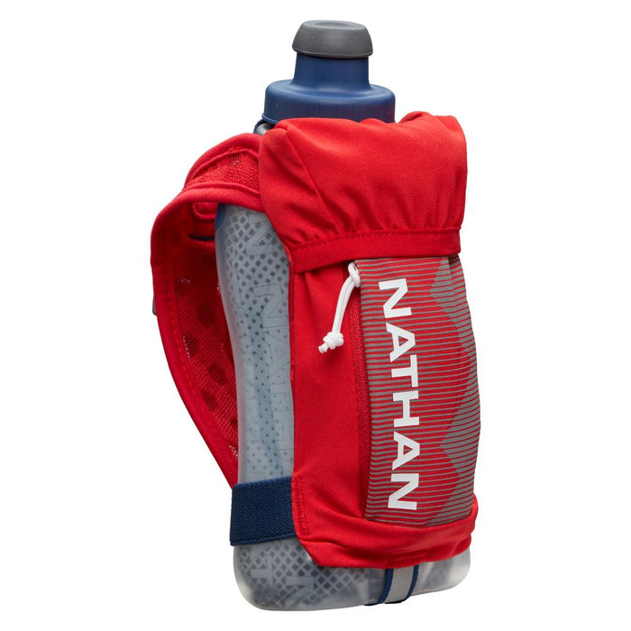 Nathan QuickSqueeze Plus Insulated Handheld Bottle 12oz Hydration Nathan Ribbon Red/White-20170