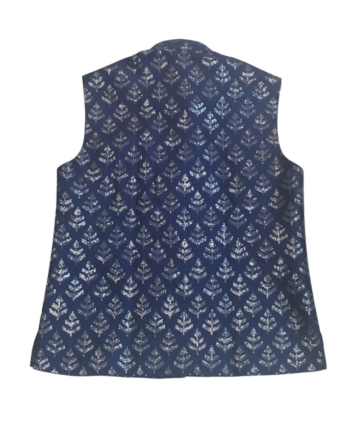 Navy Blue - Sequins Embroidered Indian Mens Waistcoat / Bandi - Bollywood - CS2401 KP 0524