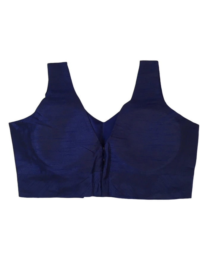Navy Blue - Silky Saree blouse with cups,  Sleeveless - 42" - UK Stock - Quick Delivery - RNK - R722A-KY