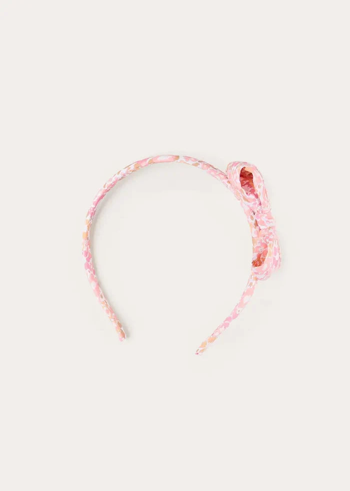 Nellie Floral Medium Bow Hairband in Pink HAIR ACCESSORIES from Pepa London