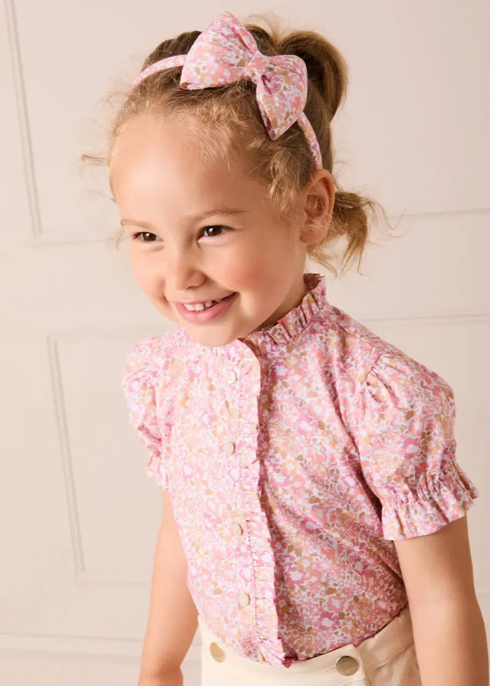 Nellie Floral Medium Bow Hairband in Pink HAIR ACCESSORIES from Pepa London