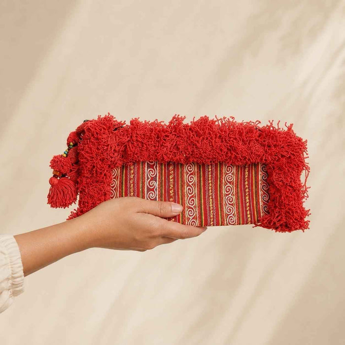 One-of-a-Kind Vintage Hmong Textile Upcycled Clutch Fair Trade Artisan Bag - Thailand