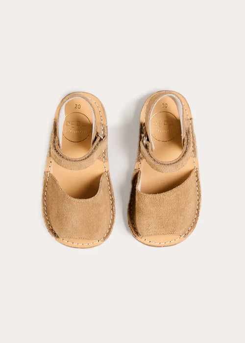 Open Toe Suede Sandals in Camel (21-30EU) SHOES from Pepa London