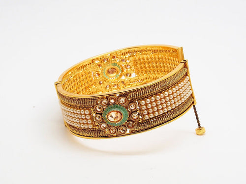 Openable Gold finish Kada Bangle - Various sizes - Bollywood - Weddings -  HR812 Vp0919 - Prachy Creations