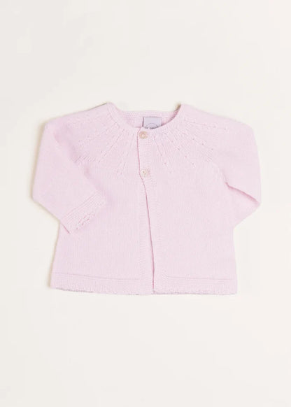 Openwork Detail Baby Cardigan in Baby Pink (1-9mths) KNITWEAR from Pepa London