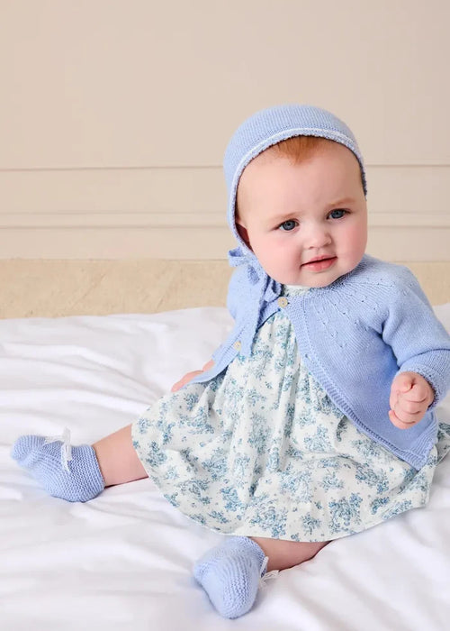 Openwork Detail Baby Cardigan in Light Blue (1-9mths) KNITWEAR from Pepa London