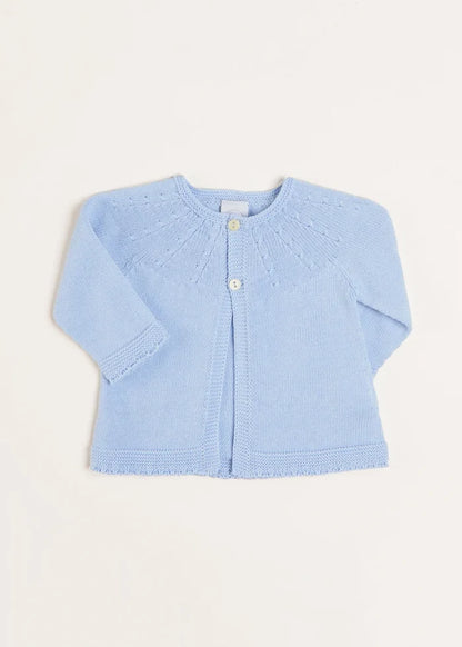 Openwork Detail Baby Cardigan in Light Blue (1-9mths) KNITWEAR from Pepa London