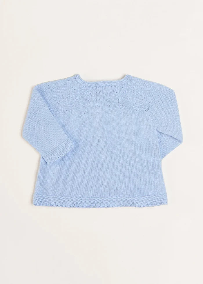 Openwork Detail Baby Cardigan in Light Blue (1-9mths) KNITWEAR from Pepa London
