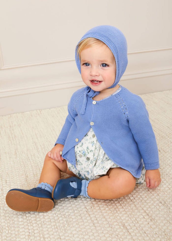 Openwork Knitted Bonnet in Blue (S-L) KNITTED ACCESSORIES from Pepa London
