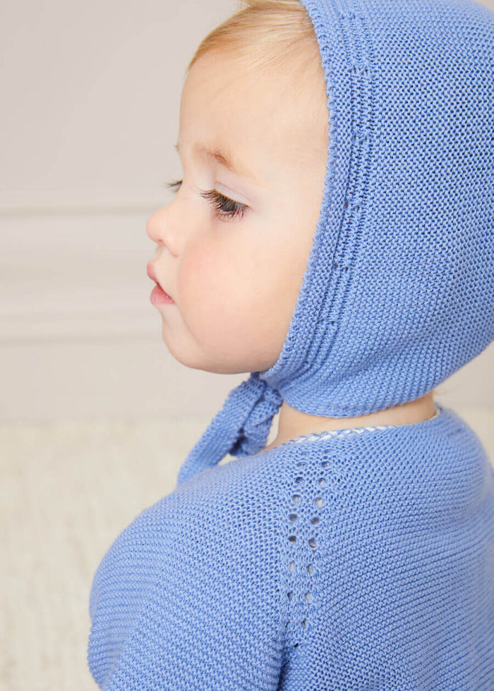 Openwork Knitted Bonnet in Blue (S-L) KNITTED ACCESSORIES from Pepa London