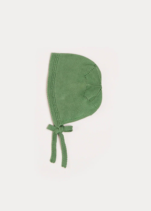 Openwork Knitted Bonnet in Green (S-L) KNITTED ACCESSORIES from Pepa London