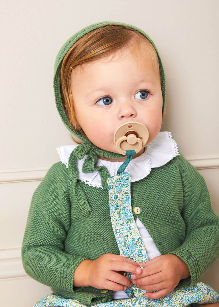 Openwork Knitted Bonnet in Green (S-L) KNITTED ACCESSORIES from Pepa London