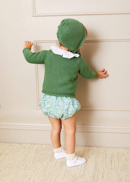 Openwork Knitted Bonnet in Green (S-L) KNITTED ACCESSORIES from Pepa London