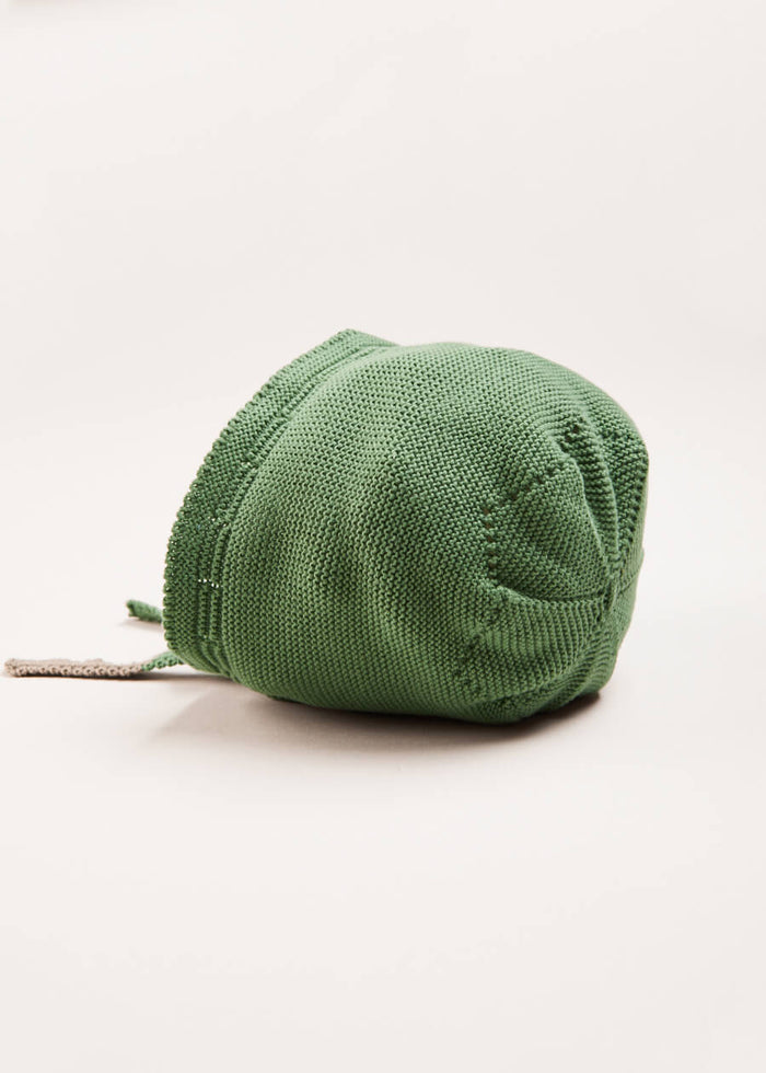 Openwork Knitted Bonnet in Green (S-L) KNITTED ACCESSORIES from Pepa London