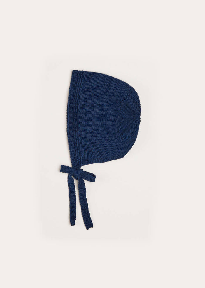 Openwork Knitted Bonnet in Navy (S-L) KNITTED ACCESSORIES from Pepa London