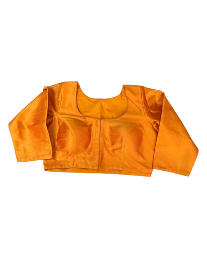 Orange - Silky Saree blouse with cups,  Long Sleeves, High Back - 42" - UK Stock - Quick Delivery - RNK - R231F-A