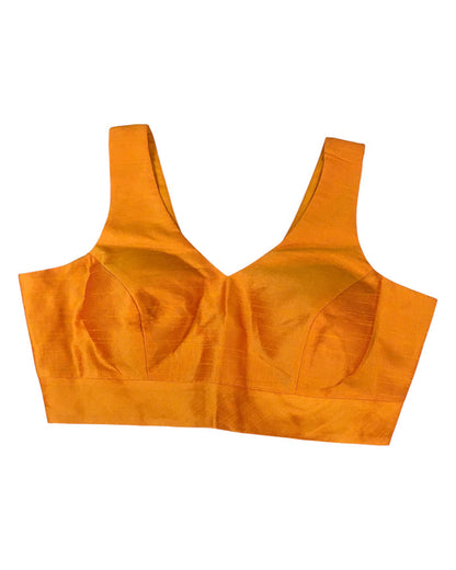 Orange - Silky Saree blouse with cups,  Sleeveless - 42" - UK Stock - Quick Delivery - RNK - R722A-KY