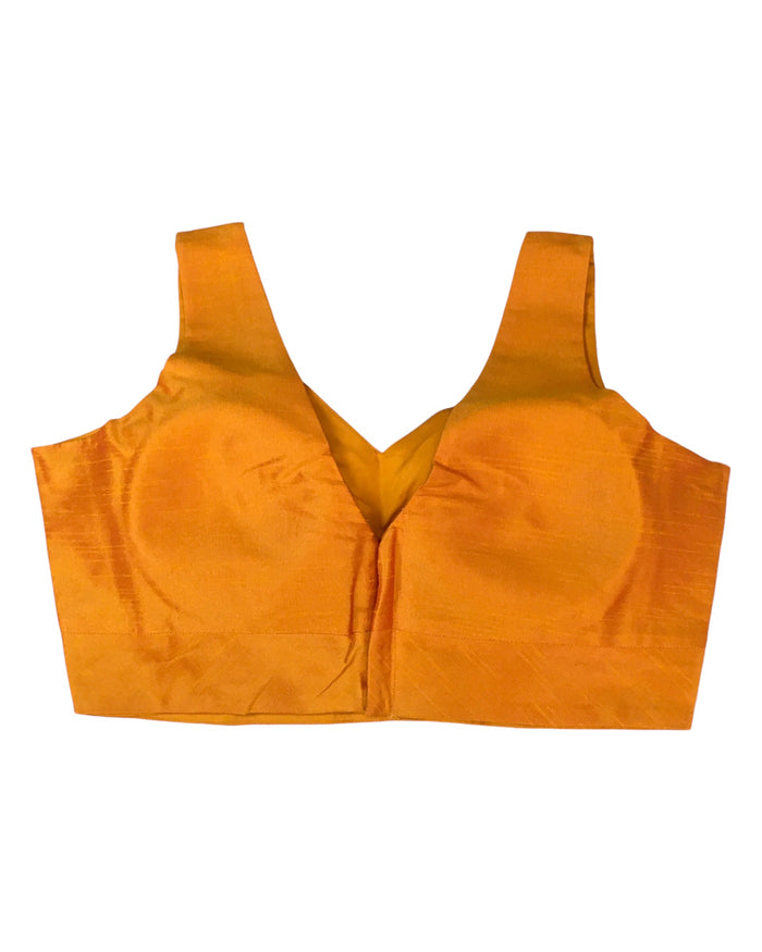 Orange - Silky Saree blouse with cups,  Sleeveless - 42" - UK Stock - Quick Delivery - RNK - R722A-KY