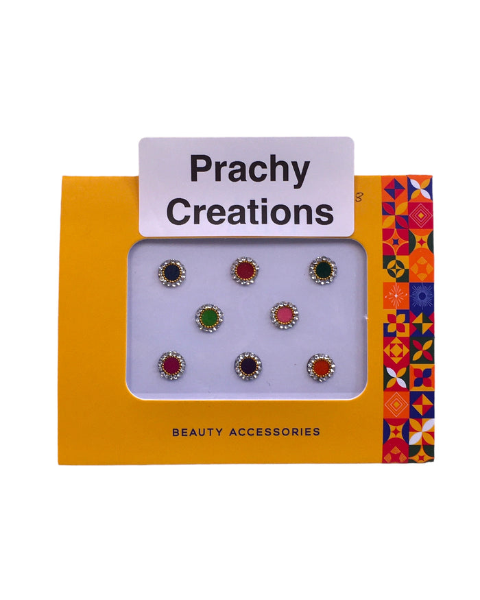 Pack of 8 Round Mixed Colours Bindis in Medium Size- 24 hrs dispatch from UK ST2408 24ap04