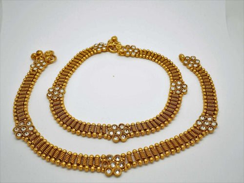 Pair of Ankle Chain / Payal / Pazeb - Fashion Jewellery - Bollywood - Weddings - LNA370A 1018 - Prachy Creations