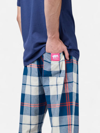 Pantalon Elepants 025 Poplin Blanco Azul