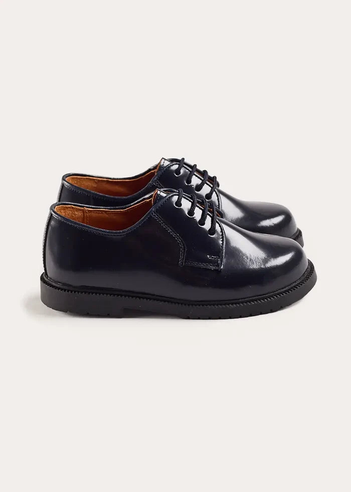 Patent Leather Lace Up Shoes in Midnight Navy (24-35EU) SHOES from Pepa London
