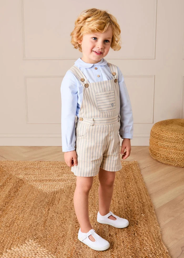 Percy Stripe Insignia Pocket Detail Dungarees in Blue (18mths-4yrs) DUNGAREES from Pepa London