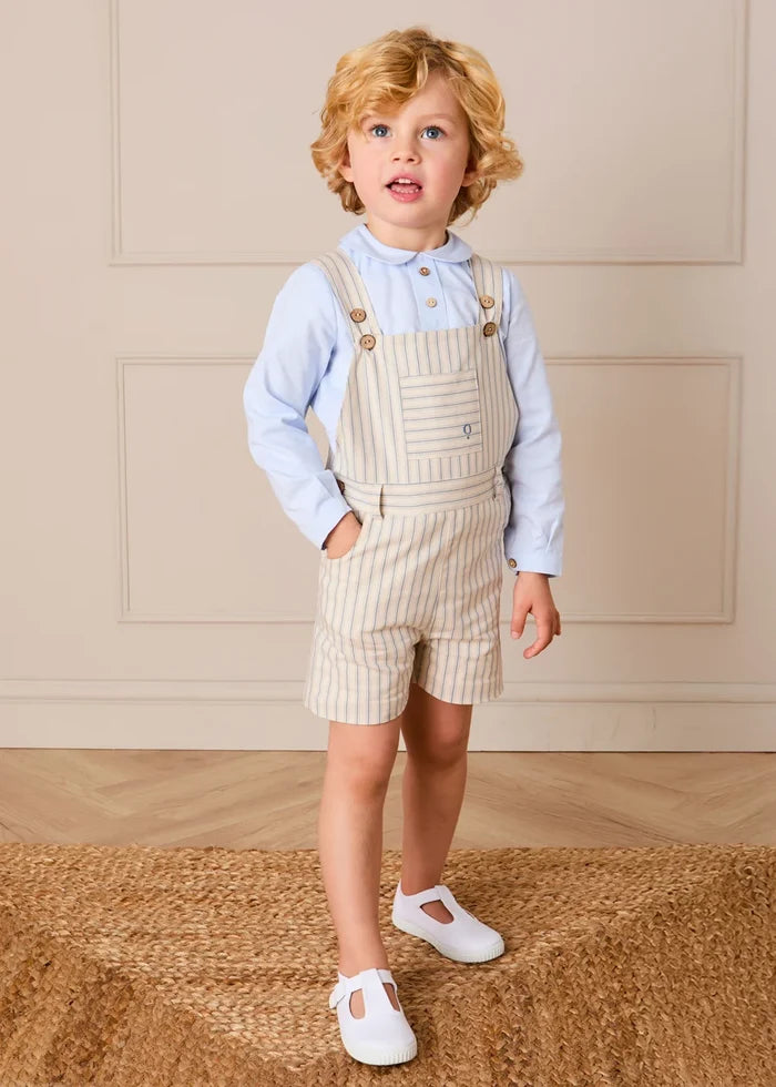 Percy Stripe Insignia Pocket Detail Dungarees in Blue (18mths-4yrs) DUNGAREES from Pepa London