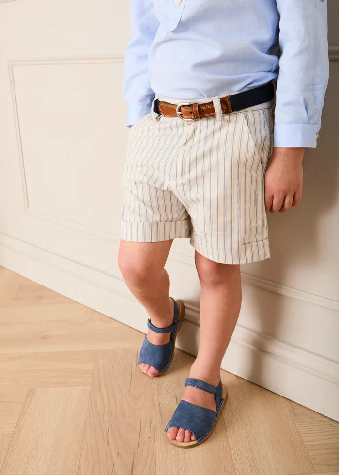 Percy Stripe Tailored Shorts in Blue (4- 10yrs) SHORTS from Pepa London