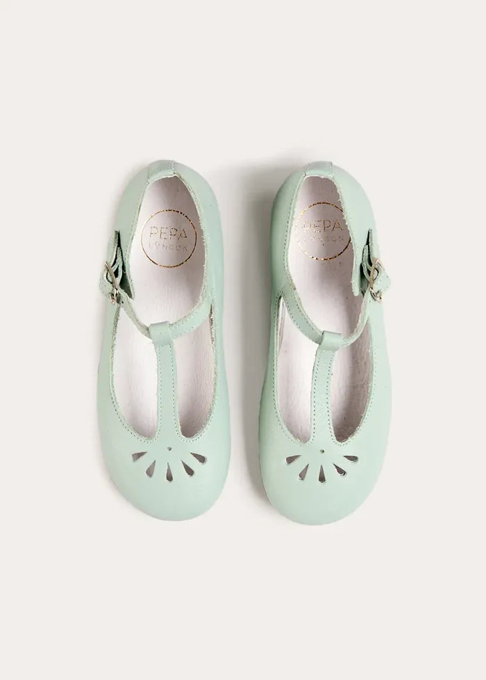 Petal Detail Charlotte Shoes in Mint (21-36EU) SHOES from Pepa London