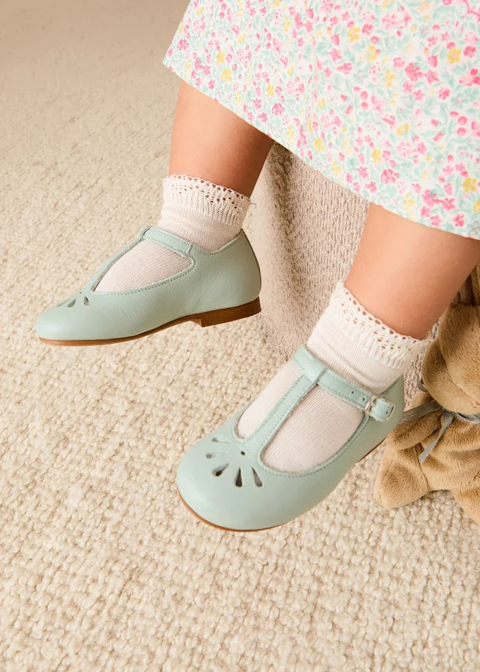 Petal Detail Charlotte Shoes in Mint (21-36EU) SHOES from Pepa London