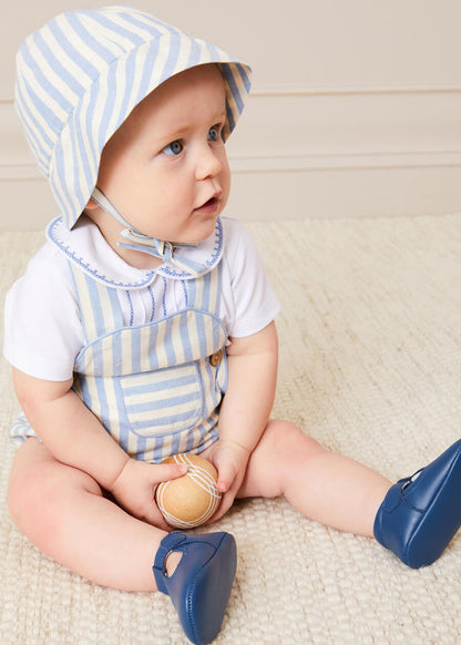 Peter Pan Collar Embroidered Detail Short Sleeve Bodysuit in Blue (1mths-3yrs) TOPS & BODYSUITS from Pepa London