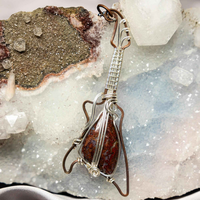 Pietersite Copper Wire Wrapped Guitar Pendant Necklace