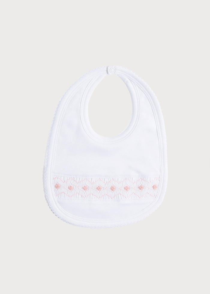 Pink Hand Smocked Bib ACCESSORIES from Pepa London