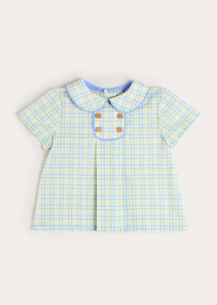 Pip Check Button Detail Short Sleeve Shirt in Green (12mths-5yrs) SHIRTS from Pepa London