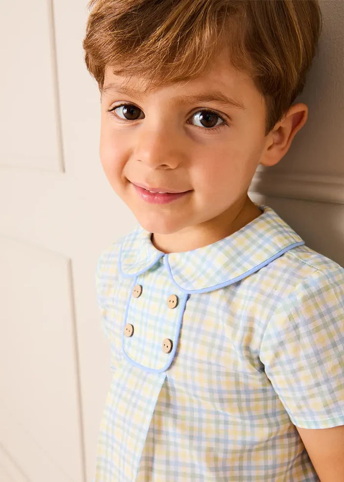 Pip Check Button Detail Short Sleeve Shirt in Green (12mths-5yrs) SHIRTS from Pepa London