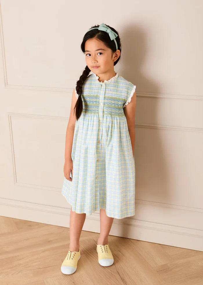 Pip Check Smocked Sleeveless Dress in Green (12mths- 10yrs) DRESSES from Pepa London