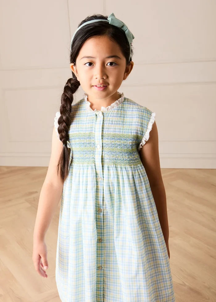 Pip Check Smocked Sleeveless Dress in Green (12mths- 10yrs) DRESSES from Pepa London