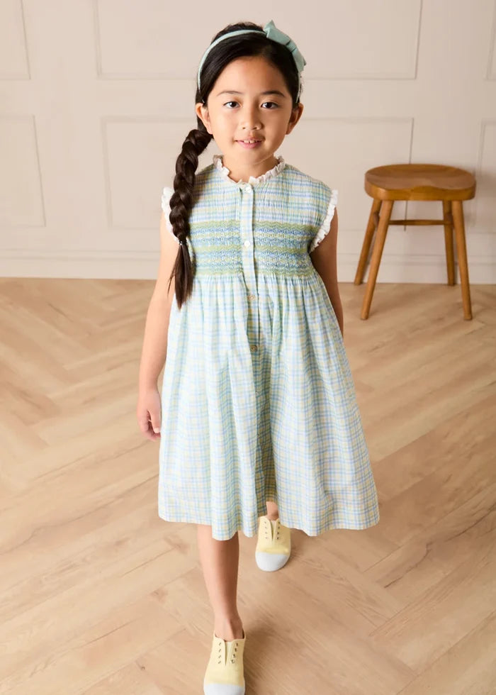 Pip Check Smocked Sleeveless Dress in Green (12mths- 10yrs) DRESSES from Pepa London