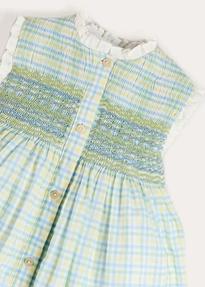 Pip Check Smocked Sleeveless Dress in Green (12mths- 10yrs) DRESSES from Pepa London
