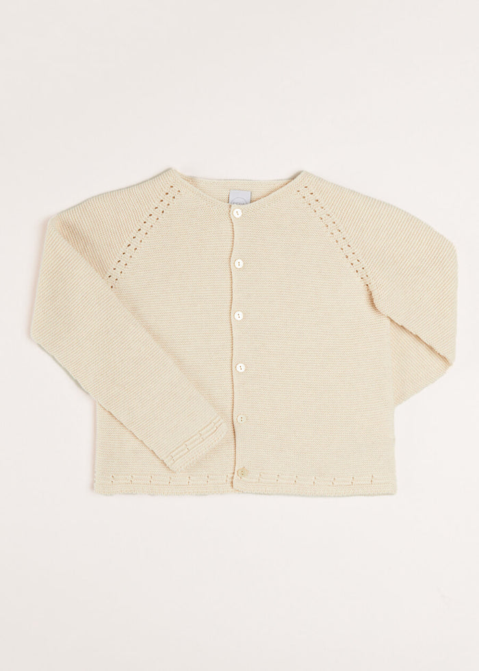 Plain Cardigan in Cream (6mths-10yrs) KNITWEAR from Pepa London