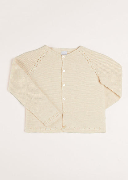 Plain Cardigan in Cream (6mths-10yrs) KNITWEAR from Pepa London