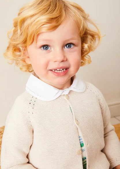 Plain Cardigan in Cream (6mths-10yrs) KNITWEAR from Pepa London