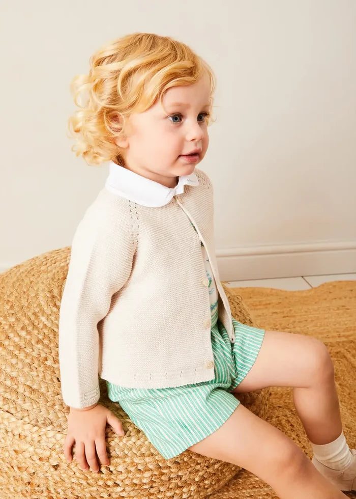 Plain Cardigan in Cream (6mths-10yrs) KNITWEAR from Pepa London