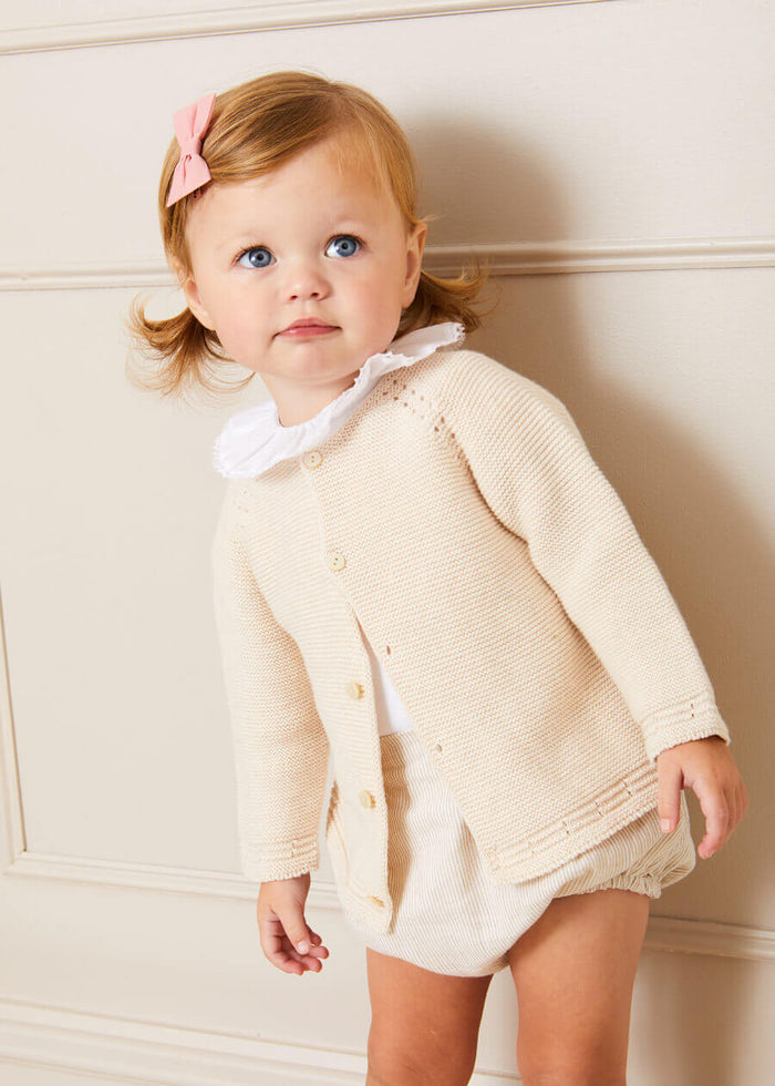 Plain Cardigan in Cream (6mths-10yrs) KNITWEAR from Pepa London