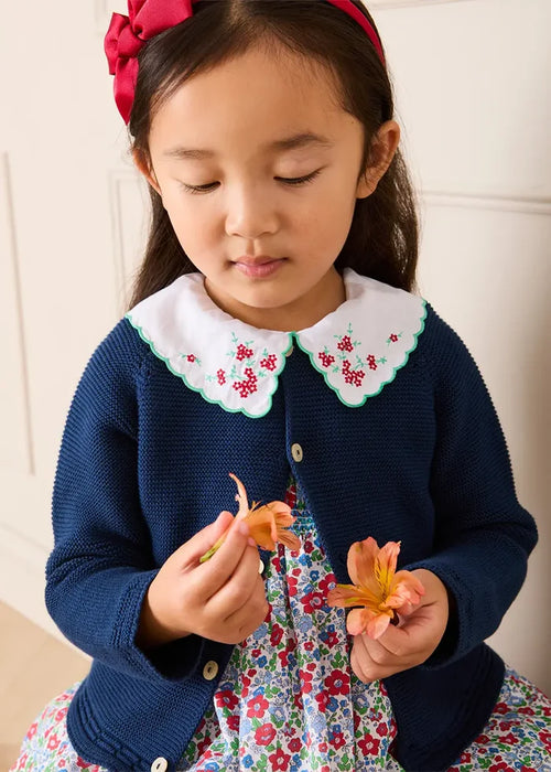 Plain Cardigan in Navy (6mths-10yrs) KNITWEAR from Pepa London