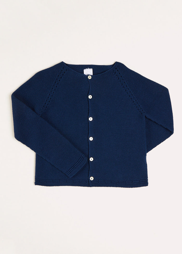 Plain Cardigan in Navy (6mths-10yrs) KNITWEAR from Pepa London